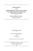 Openhym, Evelyn Tennyson. Bibliography of the Openhym collection of modern British literature and social history, Herrick Memorial Library, Alfred University /